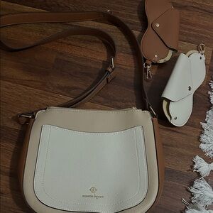 Brown and Cream Crossbody Bag